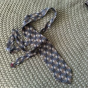 Patterned Silk Tie - Blue and Brown